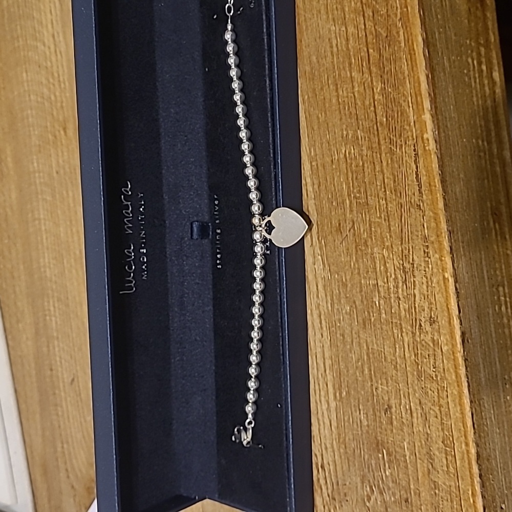 NIB Lucia Mara Sterling silver ball bracelet heart charm made in Italy